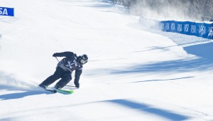 Skiers competing in Visa U.S. Freeskiing Grand Prix Slopstyle 2014 at Park City Mountain Resort by Virgil Solis