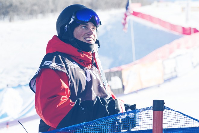 Skiers competing in Visa U.S. Freeskiing Grand Prix Slopstyle 2014 at Park City Mountain Resort by Virgil Solis