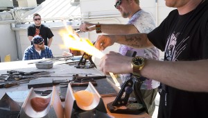 joe peters (left) and elbo (right) glass blowing demo at the BC SXSW 2014 by Kristen Wrzesniewski