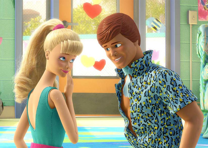 Film still of Barbie and Ken in Toy Story 3