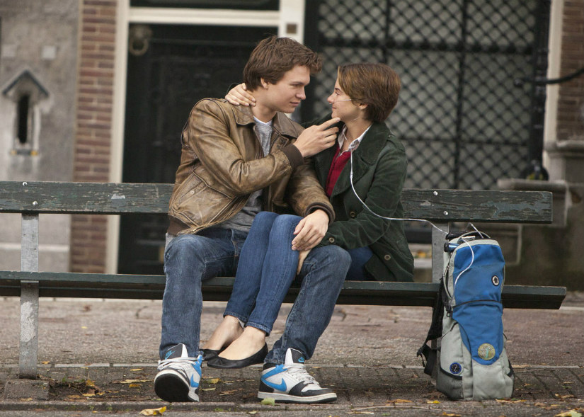 Film still of Shailene Woodley and Ansel Elgort in The Fault in Our Stars