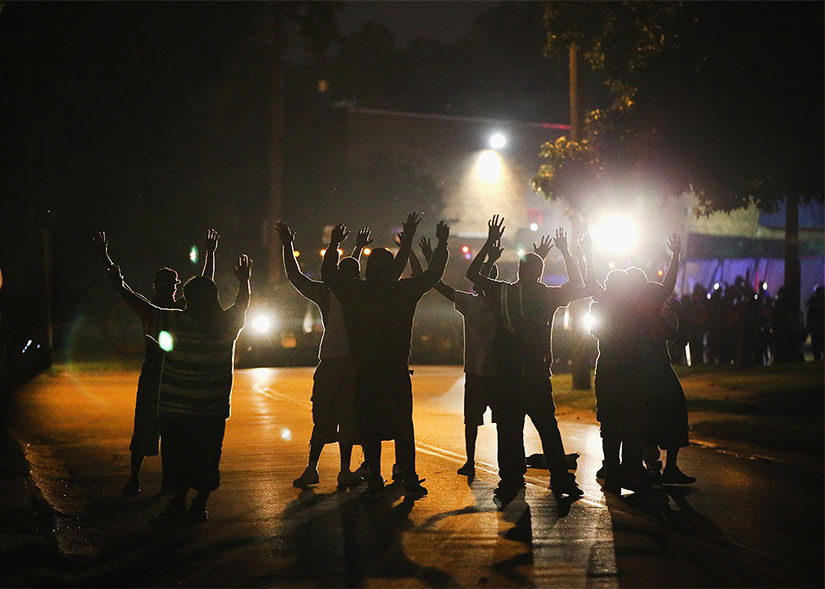 Photo of protesters in Ferguson, Mo.