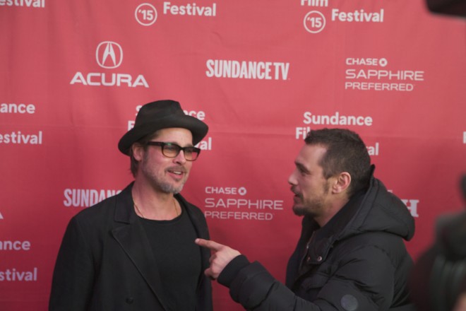 Brad Pitt and james Franco on the Sundance 2015 True Story Red Carpet