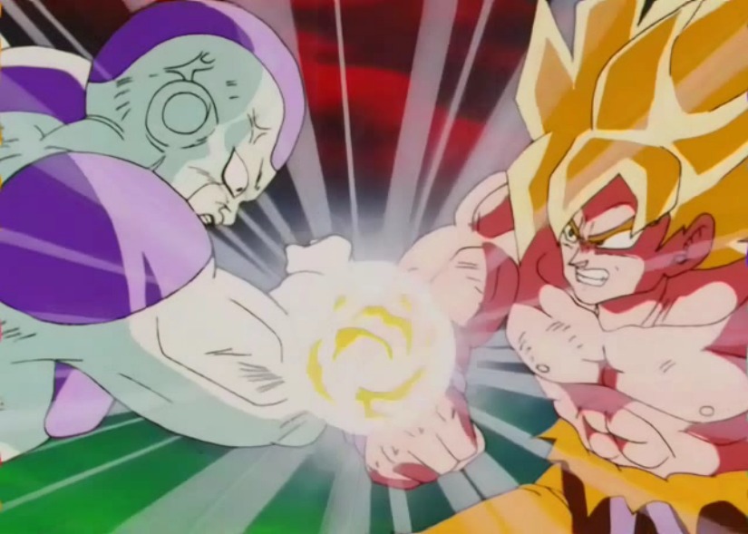 Goku fights Frieza in Dragonball Z