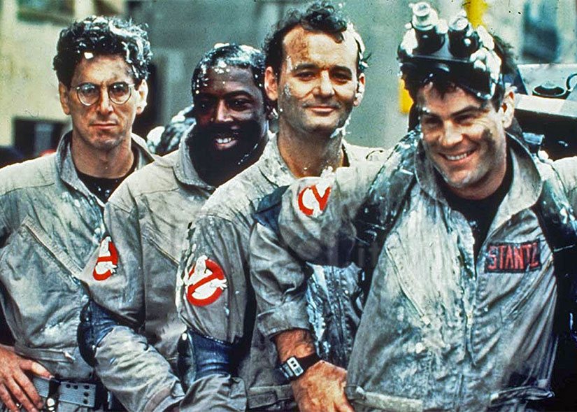 Film still of the Ghostbusters cast