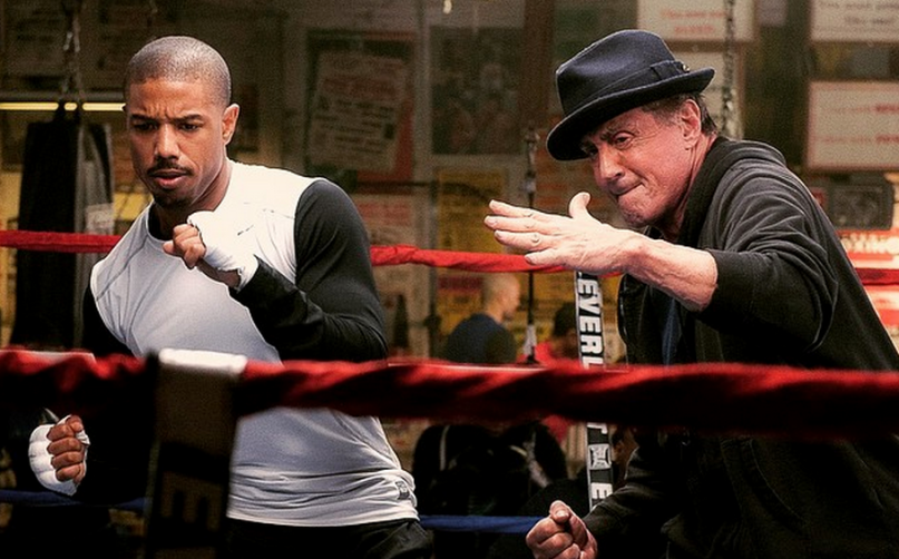 Film still of Michael B. Jordan and Sylvester Stallone in Creed